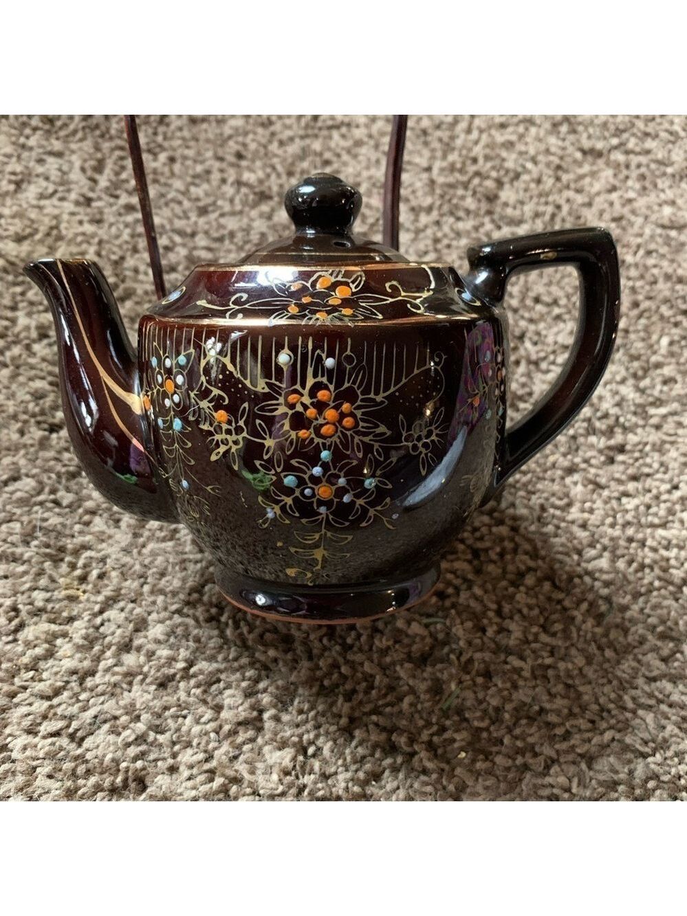 Vintage Japanese Hand Painted Small Ceramic Tea Pot